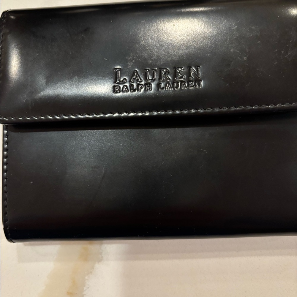 Lauren Ralph Lauren Black Leather Tri-fold Wallet
